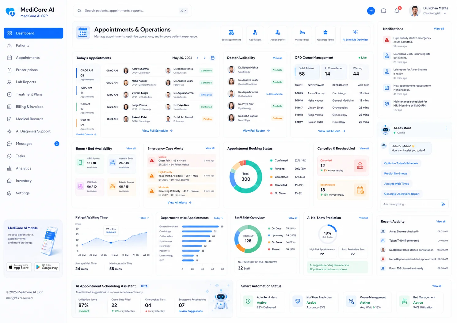 MediCore AI ERP – AI-Powered Hospital & Clinic Management Software
